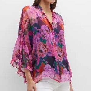 ❄️☀️Johnny Was Vibrant Floral Blouse - Pink and Purple